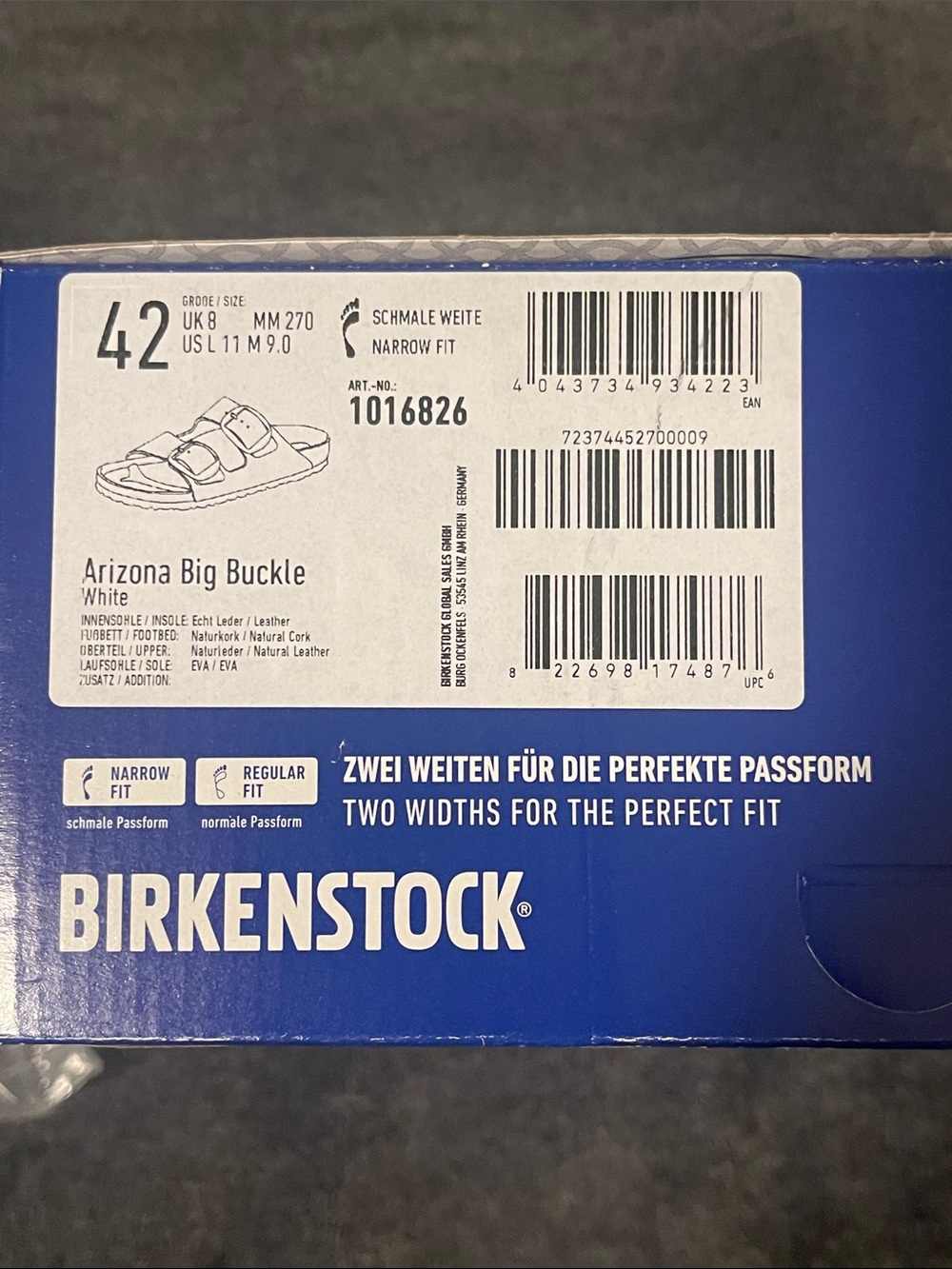 NWT BIRKENSTOCK Big Buckle White Natural Leather Sandals Women's US 11 Narrow - Picture 16 of 16